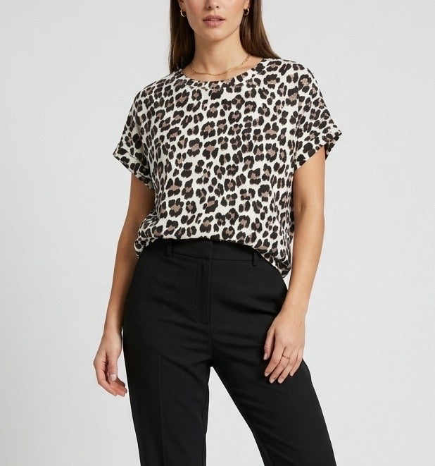 Animal Print Crew Neck Top