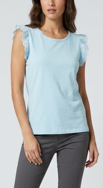 Embroidered Flutter Sleeve Tee