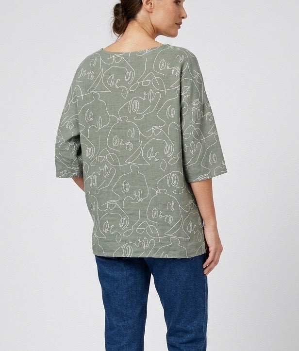 Abstract Face Print Top