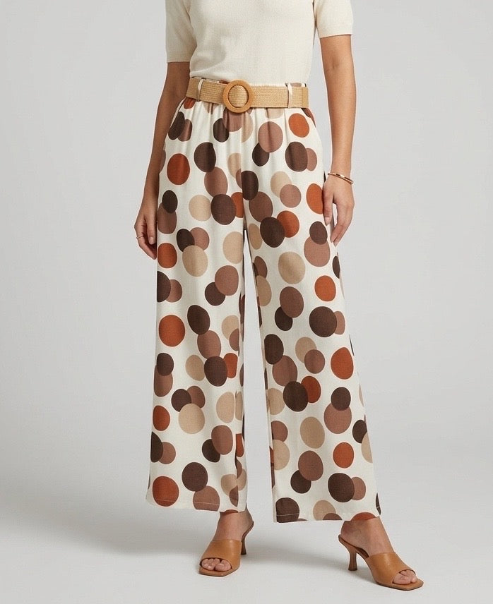 Bubble Print Wide Leg Trousers