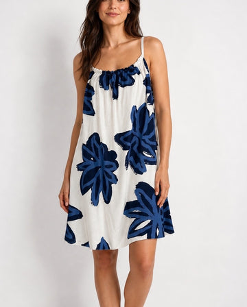 Abstract Floral Print Summer Dress
