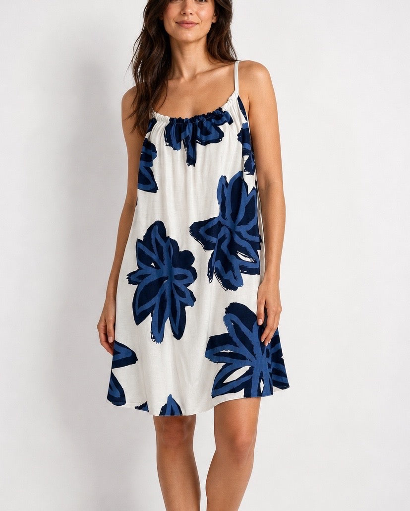 Abstract Floral Print Summer Dress