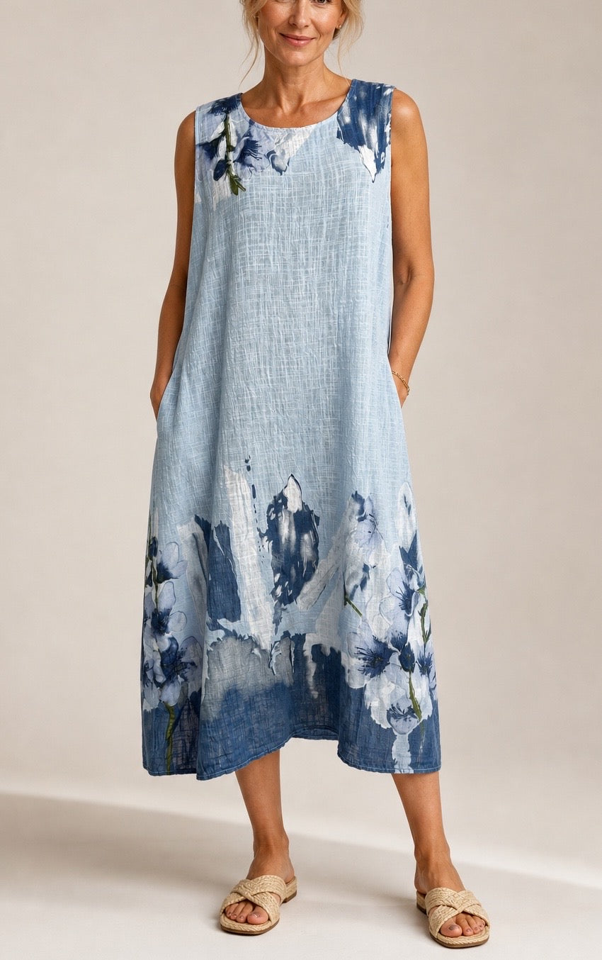 Abstract Floral Textured Midi Dress