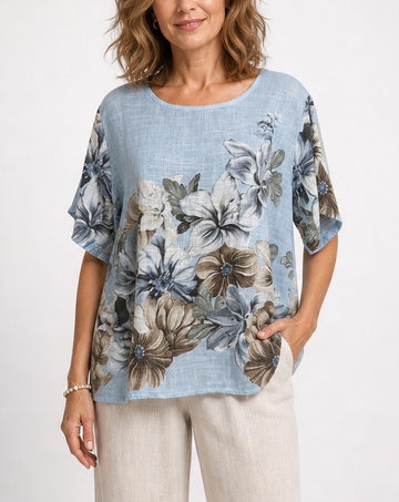 Bold Flower Italian Cotton Top