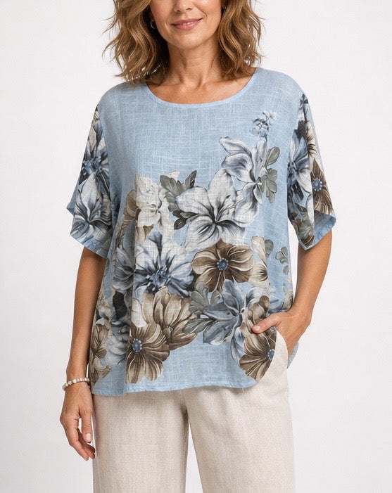 Bold Flower Italian Cotton Top
