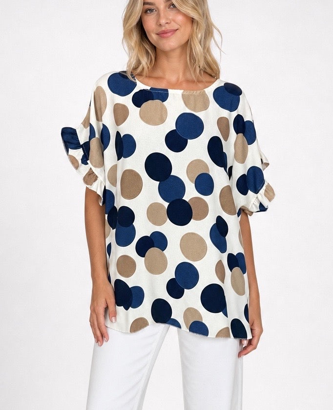 Ruffled Sleeve Polka Dot Blouse