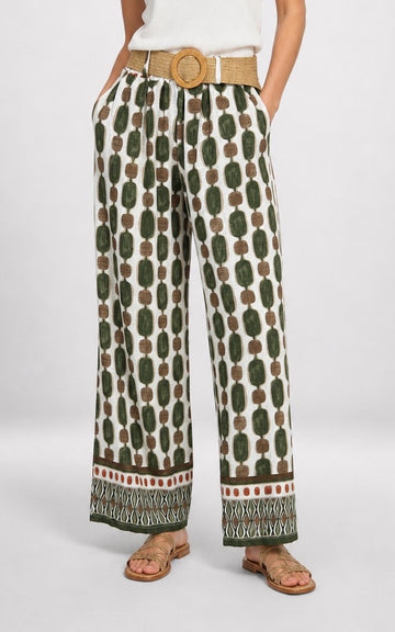 Geometric Print Wide-Leg Trousers
