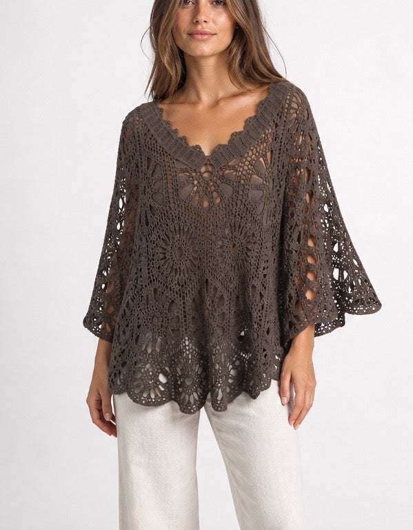 Intricate Crochet Floral Two Piece Top