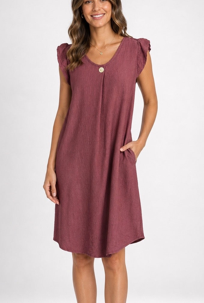 Ruffled Sleeve Mesh Back Dress