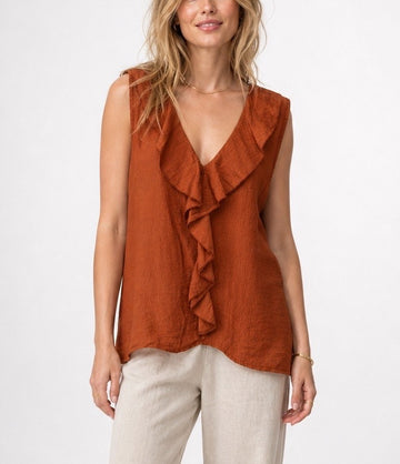 Ruffle Trim V-Neck Blouse