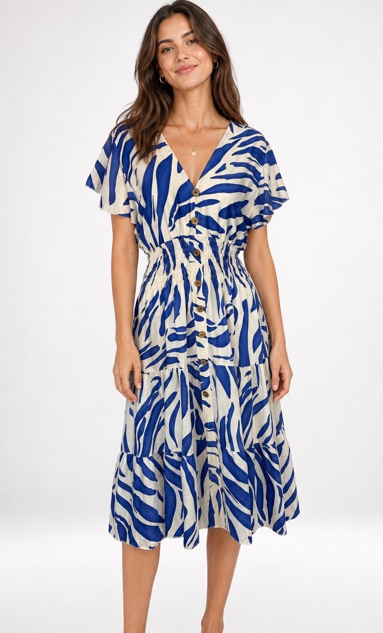 Abstract Print Midi Dress