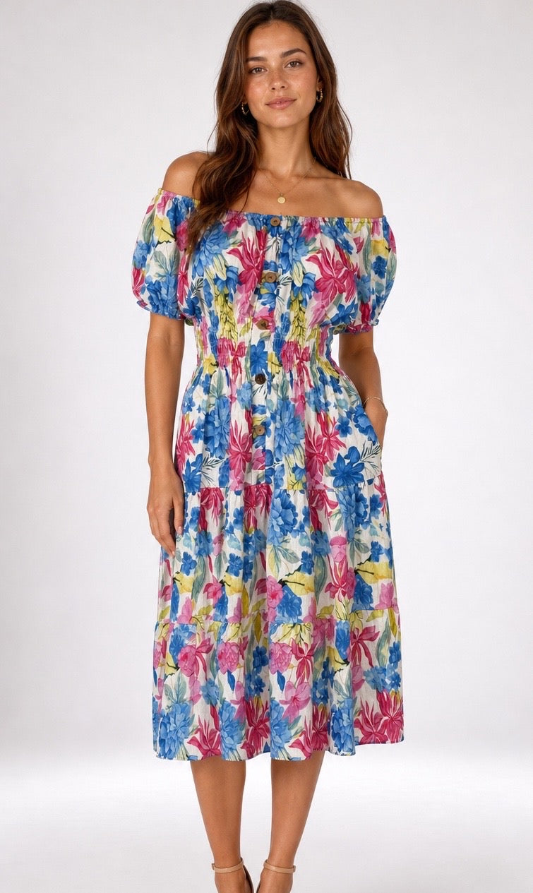 Boho Off-the-Shoulder Tiered Dress