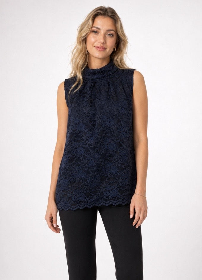 Floral Lace Mock Neck Top