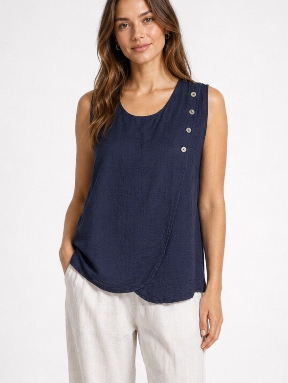 Sleeveless Button Side Crossover Hem Top - Mixed Pack