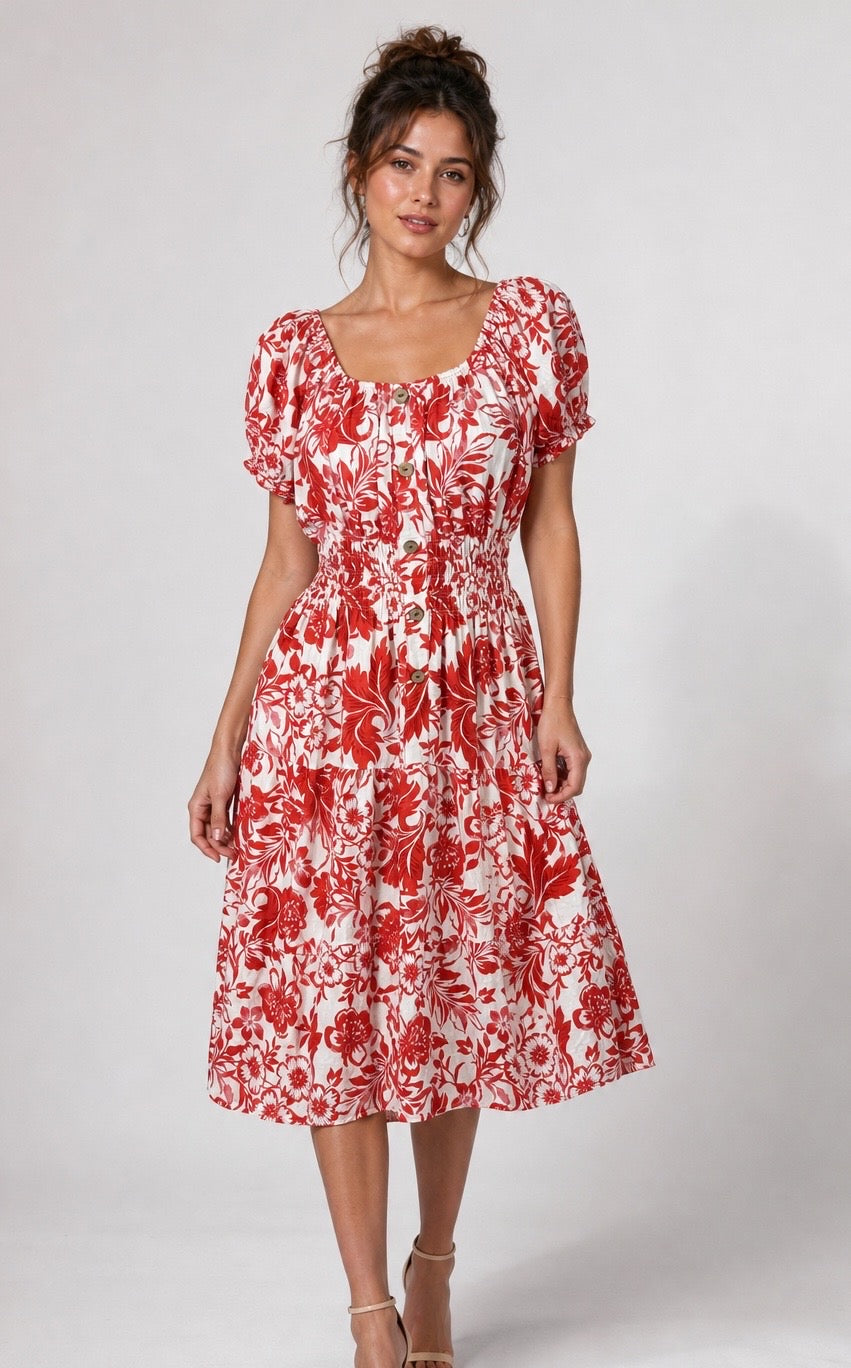 Floral Print Square Neck Midi Dress - Mixed Pack