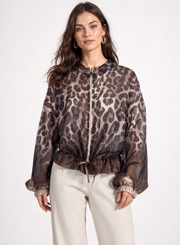 Leopard Print Sheer Jacket