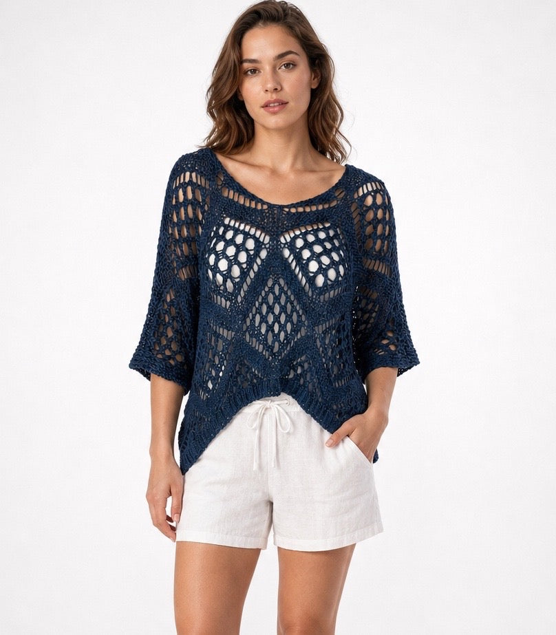 Open Knit Geometric Sweater