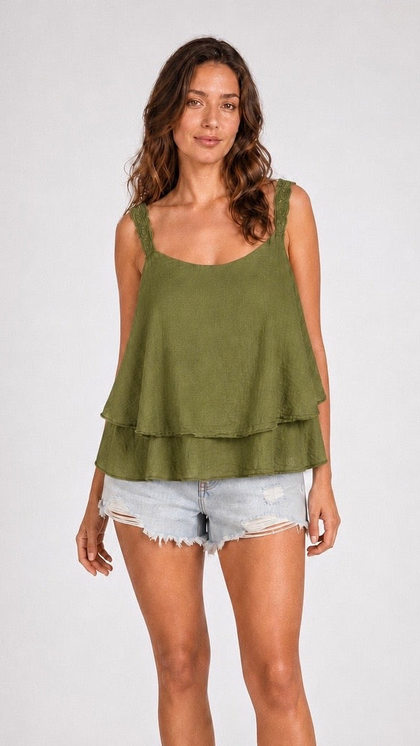 Tiered Lace Trim Cotton Cami - Mixed Pack