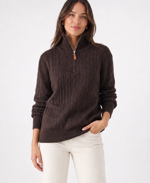 Cable Knit Quarter Zip Jumper