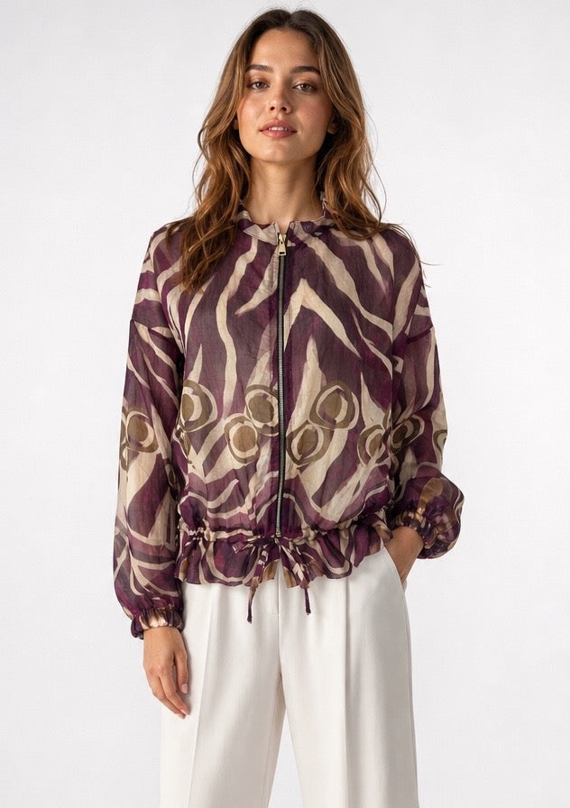 Abstract Print Zip-Front Jacket