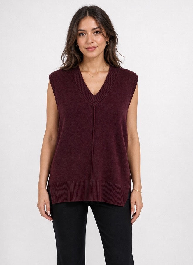 Oversized Sleeveless V-Neck Knit Vest