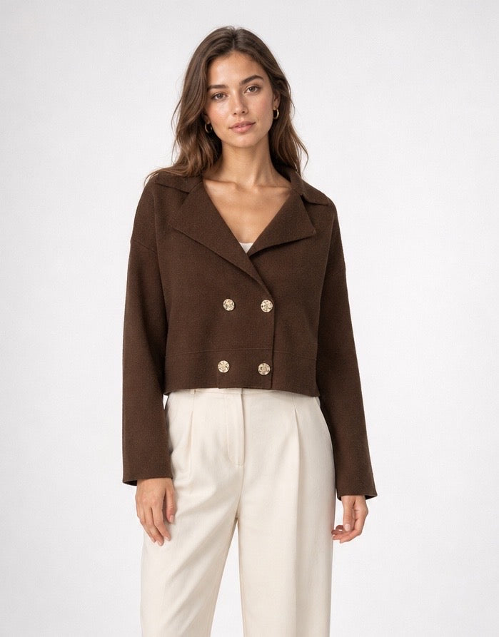 Double-Breasted Knit Jacket
