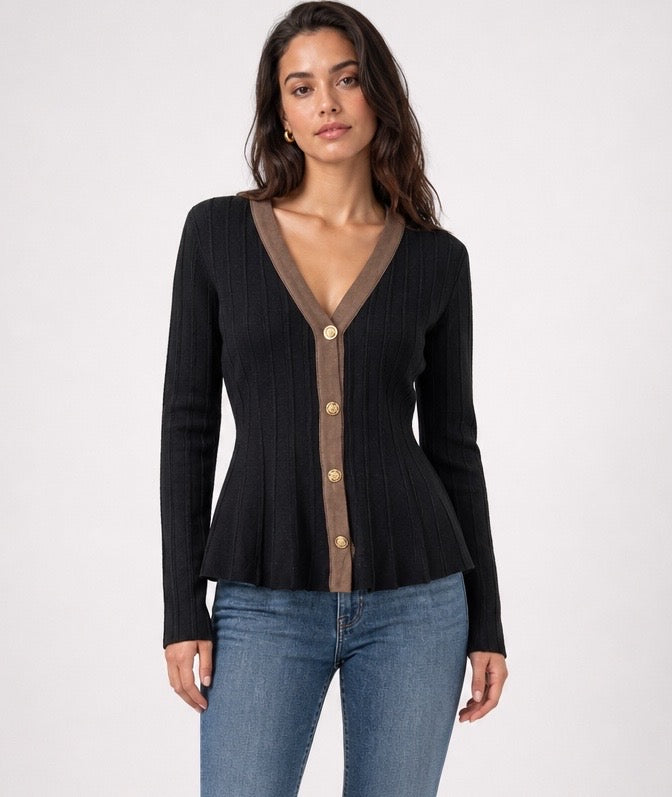 Ribbed Knit Peplum Cardigan - Mixed Pack