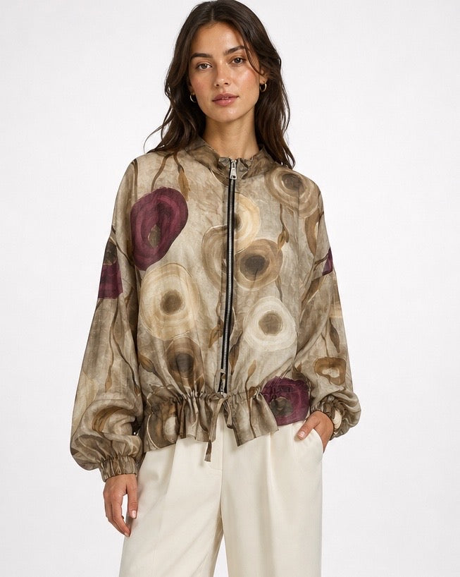 Floral Print Zip Up Jacket