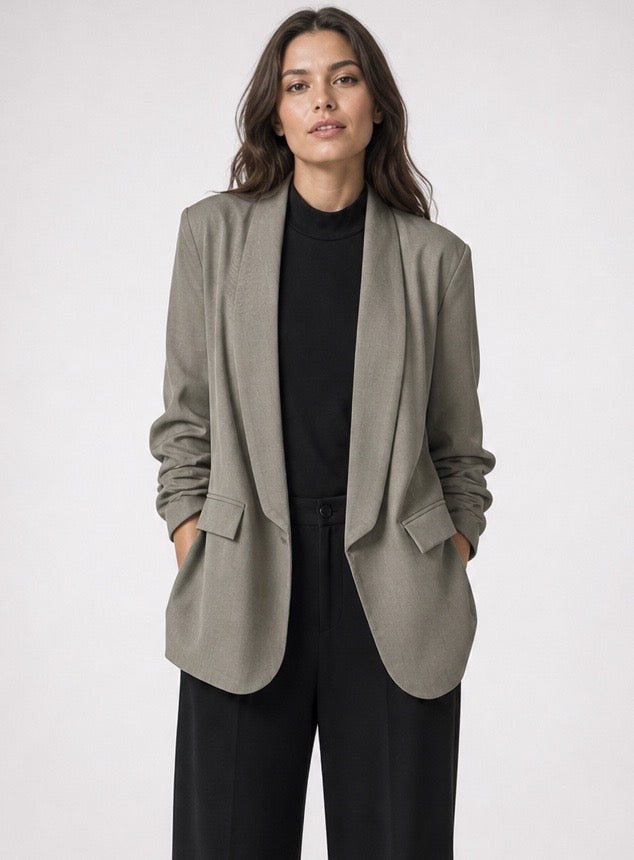 Draped Open-Front Blazer