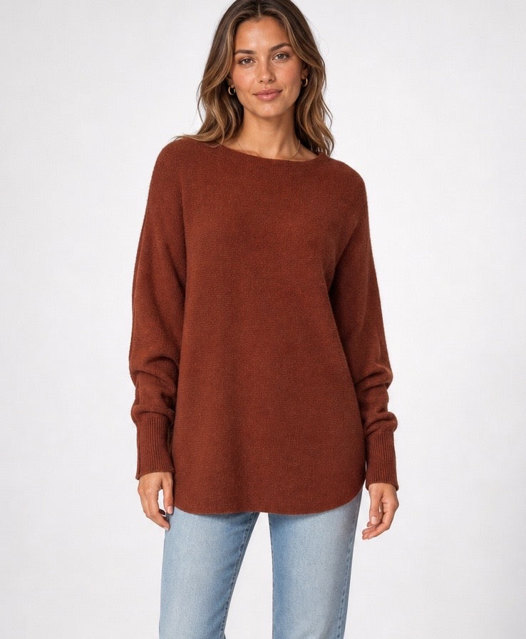 Relaxed Textured Batwing Jumper