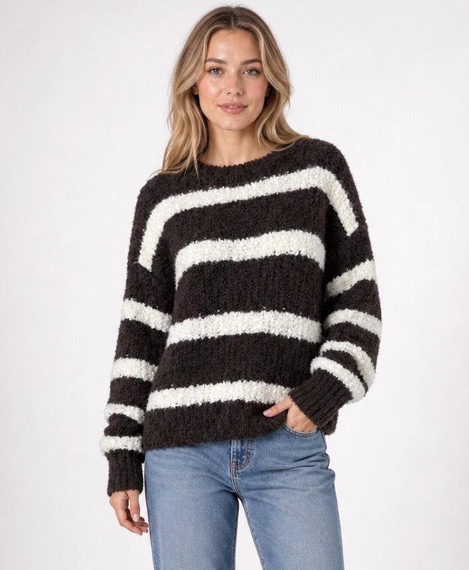 Striped Textured Knit Jumper