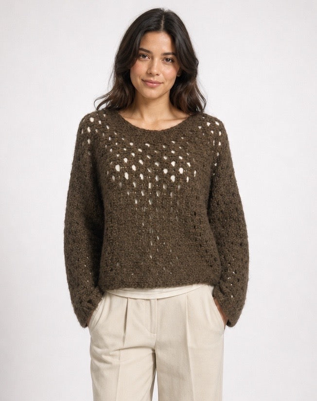 Open Weave Textured Knit Jumper