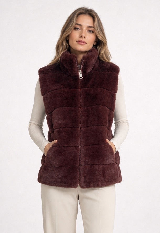 Quilted Faux Fur Zip Gilet