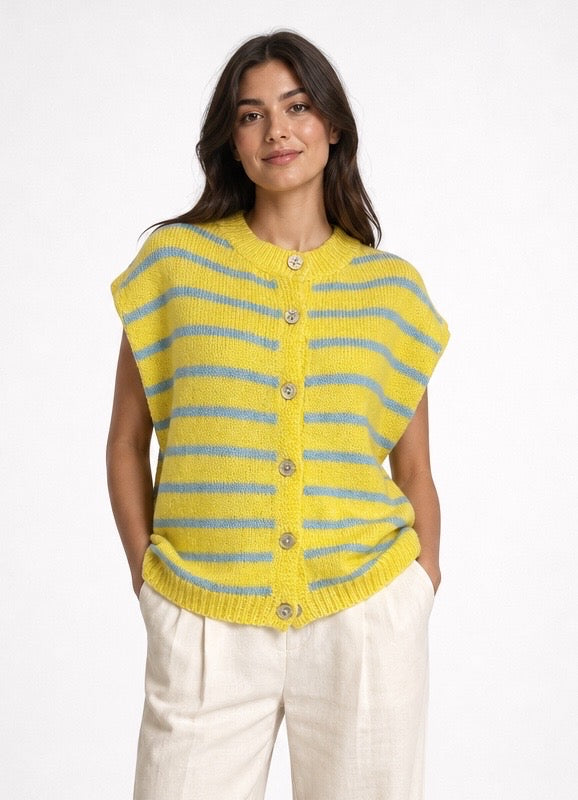 Striped Button-Up Knit Vest - Mixed Pack