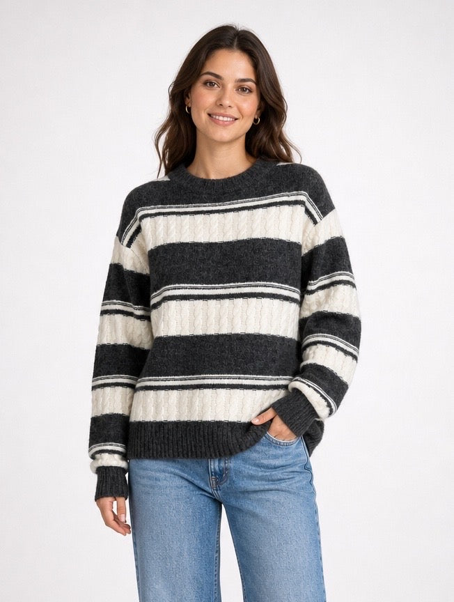 Stripe Cable Knit Jumper