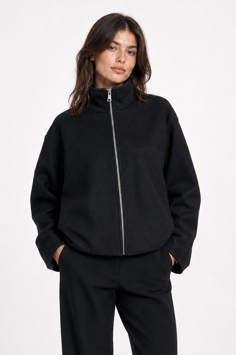 Textured Funnel Neck Jacket