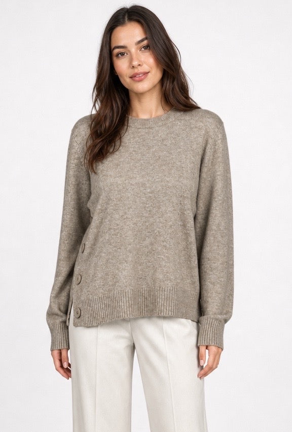 Soft Knit Jumper with Side Buttons