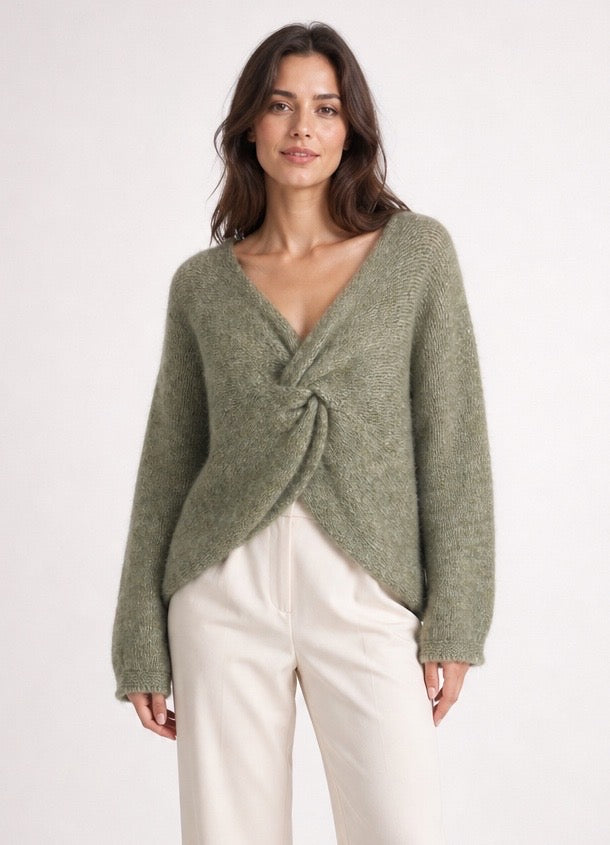 Twist Front V-Neck Jumper