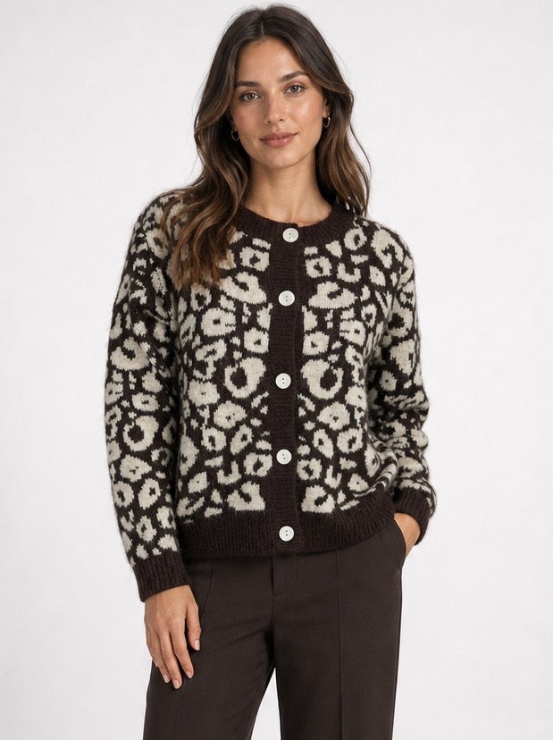 Leopard Print Button Front Cardigan