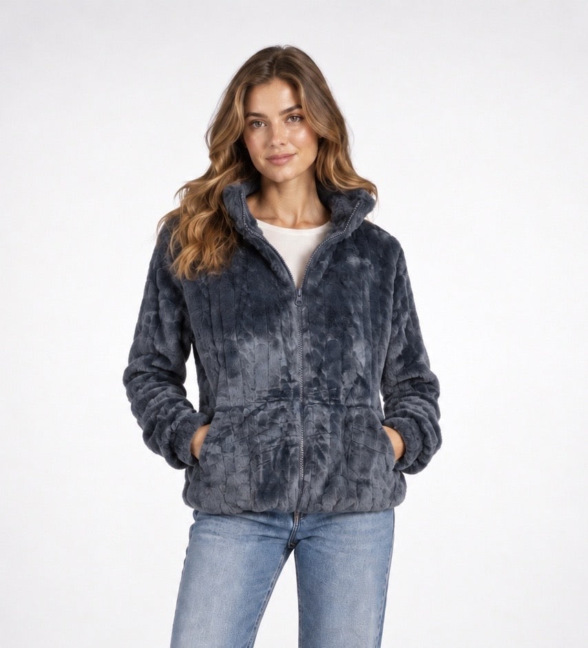Plush Textured Faux Fur Jacket