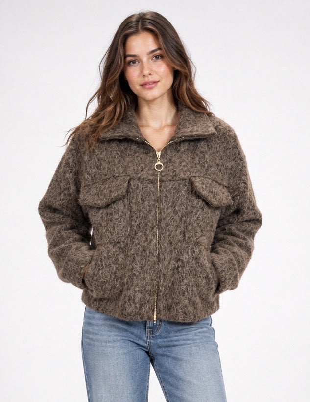 Textured Zip-Front Jacket