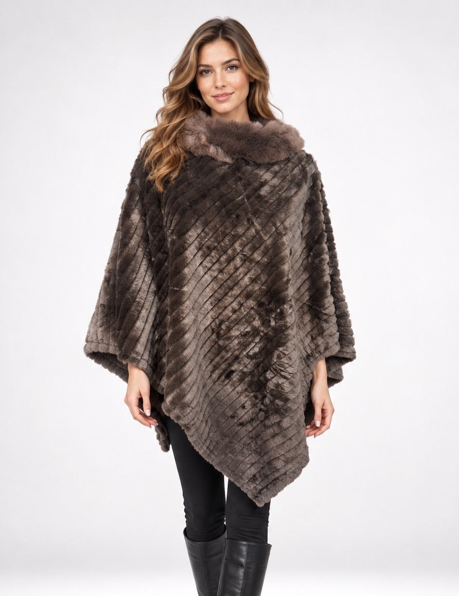 Faux Fur Ribbed Poncho - Mixed Pack