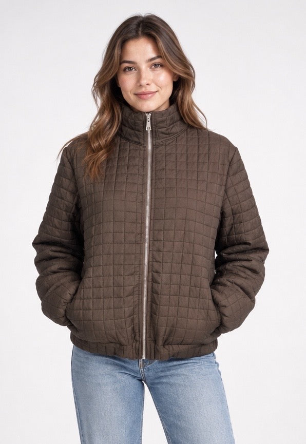 Quilted Diamond Pattern Jacket