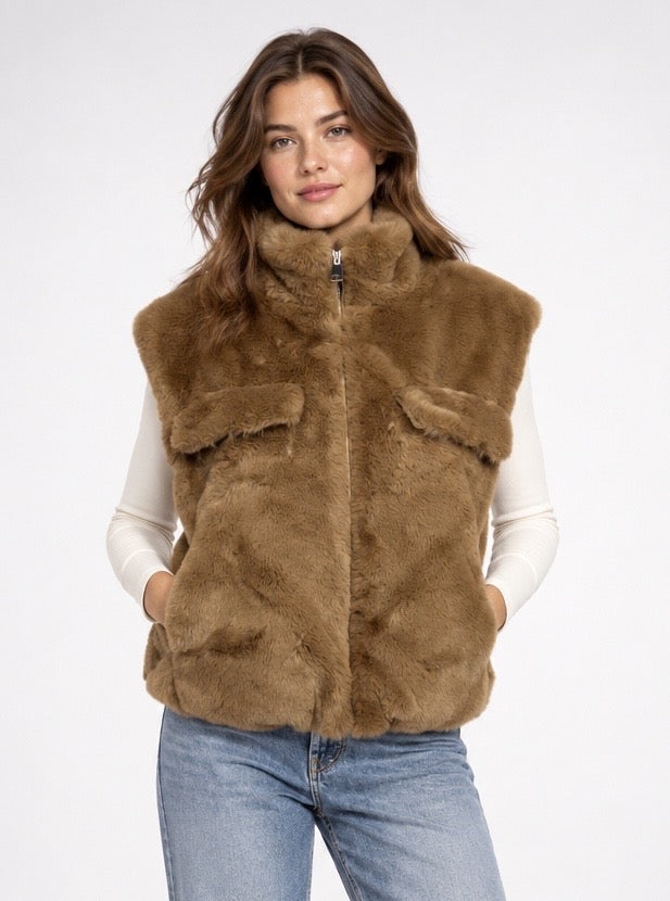 Faux Fur High Neck Gilet - Mixed Pack