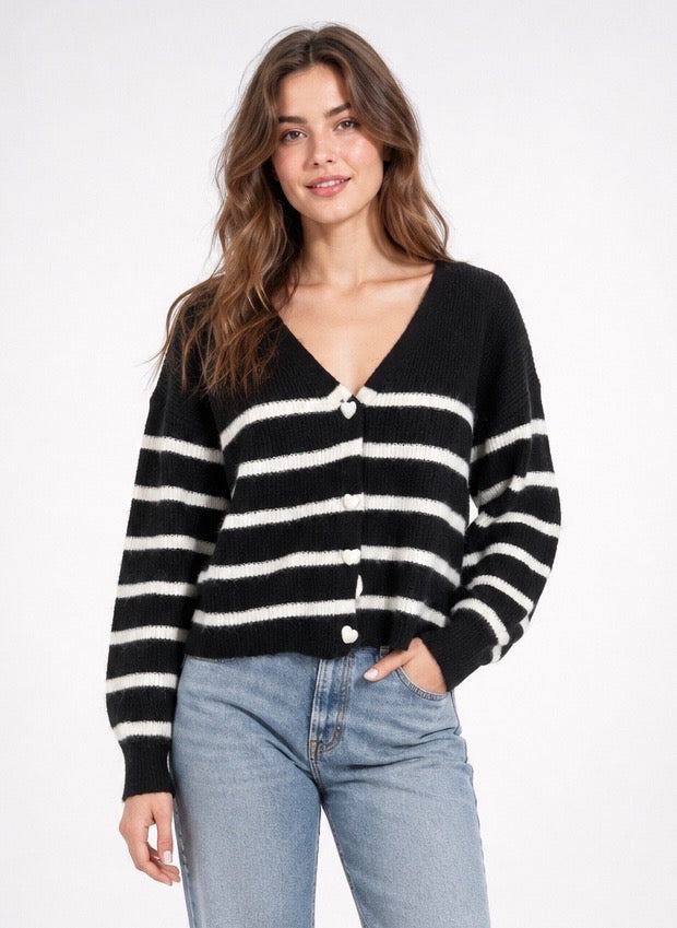 Striped Heart Button Cardigan - Mixed Pack