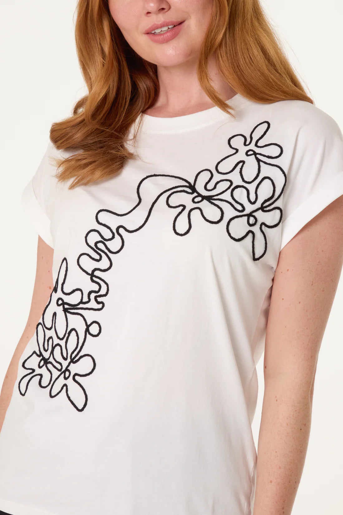 Abstract Floral Embroidered T-Shirt - Mixed Pack