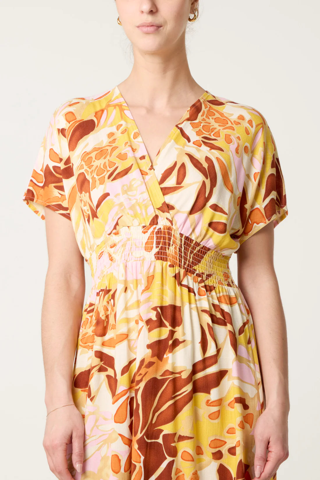 Maxi Dress with Elasticated Waistband and Tiered Hem
