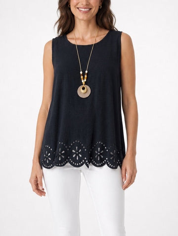 Scalloped Hem Sleeveless Top
