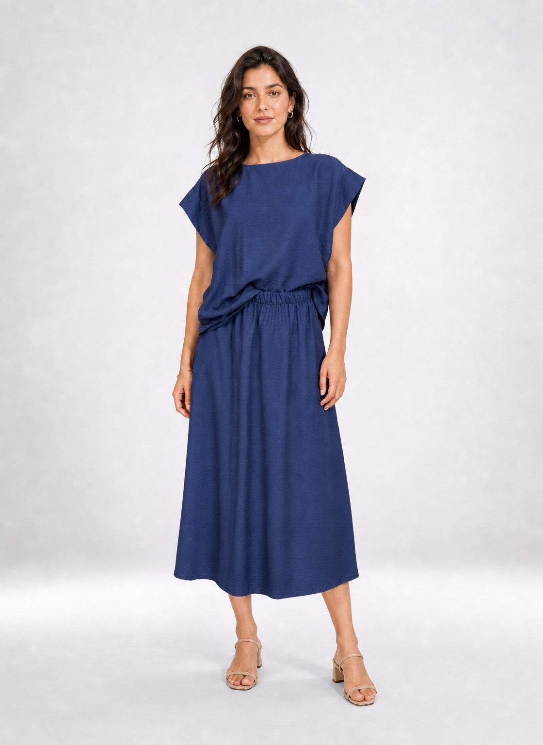 Relaxed Fit Top and Midi Skirt Co-Ord