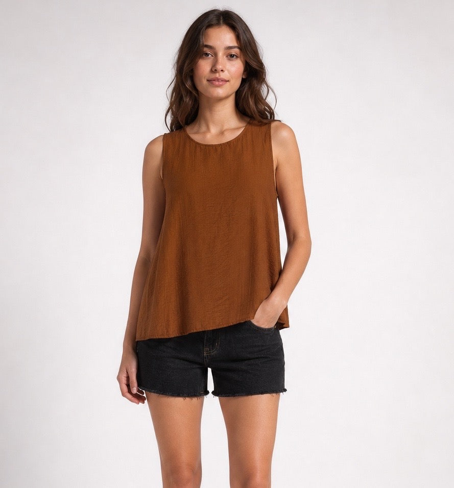 Textured Scoop Neck Sleeveless Top